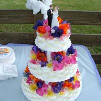 Flower Basket This was my first wedding cake ever! It was for my cousins wedding. I got the idea from a Wilton Weddings book I have.