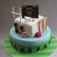 Sports Mad 18Th Birthday 18th birthday cake for a British sports mad boy!Sports depicted are rugby, field hockey, cricket, pool and badminton