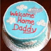 Welcome Home Daddy Plane Cake I MADE THIS FOR A FRIEND WHOSE HUSBAND WAS RETURNING BACK FROM IRAQ. THEIR SON WAS ALMOST ONE YEAR OLD, SO WE MADE IT WITH HIM IN MIND.