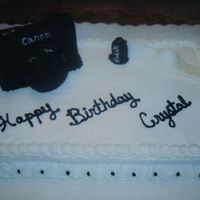 Camera Cake my first attempt with rolled fondant, the camera is cut out from a larger cake and covered in fondant. any advice on keeping the fondant...