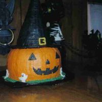 Pumpkin this was made from 2 bundt cakes, top of witches hat was a sugar cone. this was my first attempt for a 3D cake. I was really amazed at how...