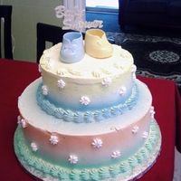 3 Tier Pastel Colors Baby Shower Cake All whipped icing.