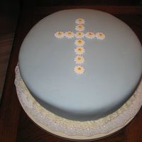 Baptism Cake This was my first Fondant cake! It was for a little baby boy's baptism.