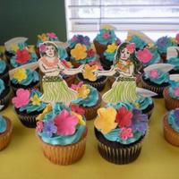 Hula Girls Gumpaste decorations, coconut IMBC, chocolate and butter cupcakes