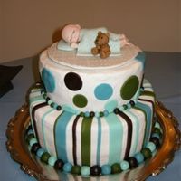 Baby Shower Cake The bottom layer is white with strawberry preserves and cream cheese filling. The top layer is white cake with nutella filling. Iced in...