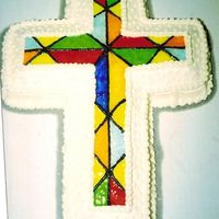 Cross vanilla cake Iced in BC and tinted piping gel