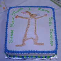 Guess How Much I Love Connor The cake followed the nursery theme of Guess How Much I Love You. I made a rabbit from royal icing and placed it on a two layer buttercream...