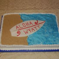 Surfboard Baby Shower Cake The theme of the shower was surfboards, and they just wanted something simple. The sand is vanilla wafer crumbs, while the ocean is...
