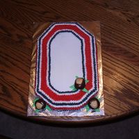 Go Bucks! Ohio State Block O with b/c. peanut butter buckeyes used for garnish.