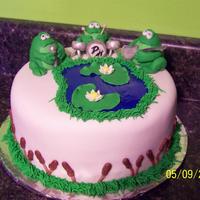 Frog Cake This cake is all done in fondant it had to travel all the way from Ohio to Florida for my brothers birthday.