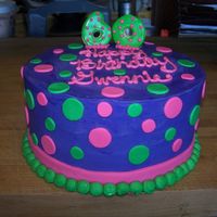 60Th Birthday Cake Bright purple, pink, and green 60th birthday cake.