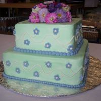 Tiered Birthday Cake Tiered Birthday Cake made from strawberry cake, vanilla buttercream in spring colors.