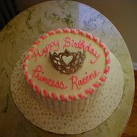 Tiara Cake Silver tiara on 10 inch dark fudge chocolate cake. For a girl's 16th birthday.