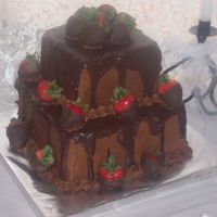 Chocolate Overload Grooms Cake Chocolate Cake, Chocolate Buttercream, Chocolate Ganache, Chocolate covered Strawberries