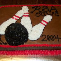 Bowling This was a bowling cake that I did for the league that I bowl with earlier this year. The bowling ball was made with the Wilton mini ball...