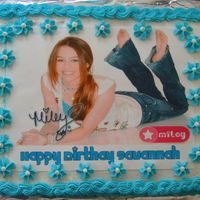 Miley Cyrus Cake I ordered this edible image to put on cake. Yellow cake with bc dream icing.