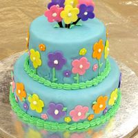 Course 3 Final Tiered Cake Covered and accented with MMF and bc dream. Chocolate fudge cake