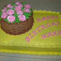 Flower Basket My first attempt at basketweave. The basket is chocolate cake with chocolate buttercream and the a yellow cake is butter cake.