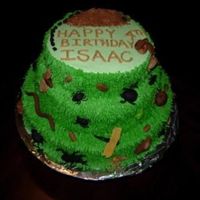 Bugs 3 Tiers with buttercream grass and fondant bugs. The ant hill is buttercream covere with edible "dirt."