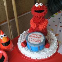 Elmo this was for my son' Oscar's 2nd birthday. He loves elmo...but by the time this cake was finished...mommy wasn't a fan :)...