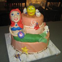 Ariel And Flounder This was today's cake for my daughter's 4th birthday. We even had the "real" Ariel there. :)