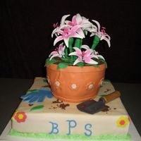 Garden Bridal Shower For two of our best friends got hitched and this was their Garden Shower cake. All cake except flowers which are gumpaste. (Wholesale Sugar...