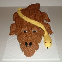 Alligator With Snake This cake was requested to be all chocolate and to look as real as possible. The little boy had real animals at his party including the...