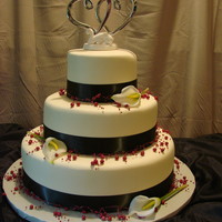 Red Beads With White Calla Lillies 