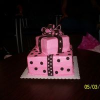 Cori's Baby Shower Pink packages with brown dots & Bow