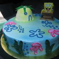 Who Lives In A Pineapple Under The Sea? 12" white cake covered with pastry pride. colors were spray for better effect. Colored pastry pride icing for kelp (67), jellyfish (2...