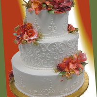 Tt's Wedding Cakes 27 Buttercream Icing, free hand scroll work, gumpaste flowers