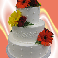 Tt's Wedding Cakes 24 Buttercream icing, Fondant dots, free-hand scroll work