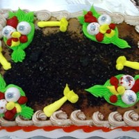 Zombie Chickens zombie chickens made from bubblegum eyes, and buttercream icing.