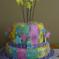 Backyardigans Tiered Cake My first attempt at a bit of a whimsy cake style (not off-center looking, but deco). I wanted it to match the napkins and party decorations...