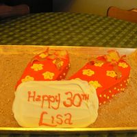 Fip Flops First try at brushed embroidery. Learned to never, never use all butter buttercream in 30+ degree weather!! LOL