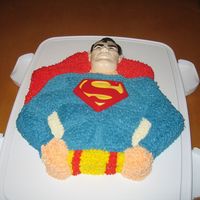 Superman White enhanced cake with butter cream frosting