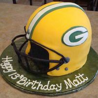 Green Bay Packers Helmet Matt's 13th Birthday. He's a packers fan!