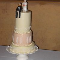 Vintage Wedding Cake 3 tier wedding cake. Venue and celebration had a vintage theme. Was a bit of a disaster as was leaning cake of pisa but it was enjoyed none...