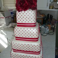 Swiss Dot 4 Tier Square Wedding Cake 