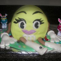 M&m Cake For Easter - Practice Butter Cake, with Chocolate Fudge Icing. First time doing this cake. I really fun, but this cake was very tricky. Had a lot of errors, but...