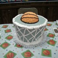 Basketball Cake I made this cake for my nephew's 18th birthday. It was made with a 8", 10", and a 12" round cake pans and 1/2 of the...