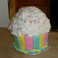 Giant Cupcake Made for my BFF birthday inspired by many cupcakes on cake central...I do not have a cupcake pan but I want one now...Top is a buttercream...