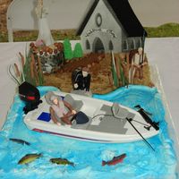 "what A Catch" Bride casting out and making her catch before he reaches his fishing boat. One of the most fun cakes I've made.Congratulations Jim and...