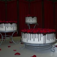 Hannah's Cake The top tier is red velvet, while the other two are dummies. The bride chose red, black, and white for her reception colors, with accents...