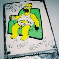 Homer Simpson This was my first buttercream transfer.It was for dads retirement party.