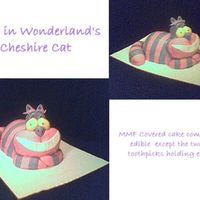 Cheshire Cat MMF fondant covered cake......wondermold body, cake molded for head, arms and tail. buttercream crumb coat and mmf fondant in violet and...