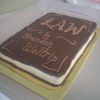 Law Book Chocolate cake, all decorations in buttercream, used a cake comb to create page effect on sides.
