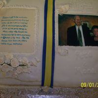 Pete & Mona's B-Day's & Anniversary Cake Yellow cake with bc frosting with fondant accessories. Flowers are royal icing