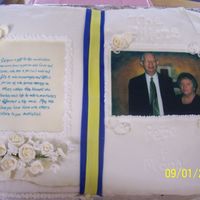 Pete & Mona buttercream with fondant & royal icing accents. Made for our pastor & his wife's birthday & anniversary