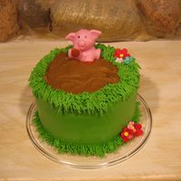 Barnyard Smash Cake Buttercream. The little pig was supplied by mom of b-day girl.